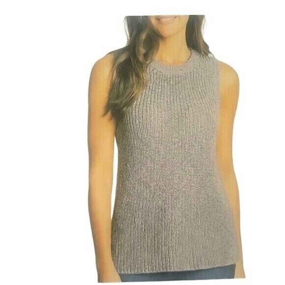 ELLA MOSS Rainbow Sleeveless Knit Top Sweater Tank Ribbed Casual Layering Gray L